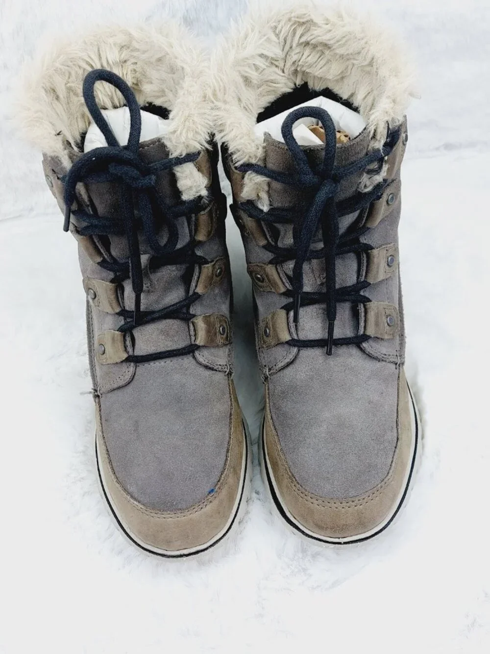 Sorel Women's Gray Taupe Cozy Joan Leather Classic Ankle Winter Boots Size 8.5